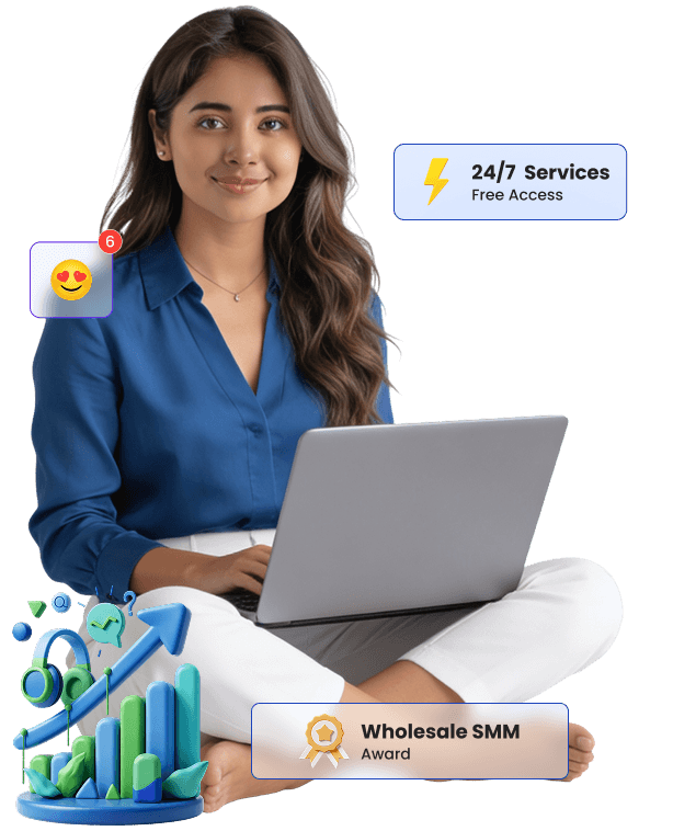 Professional using a wholesale SMM panel on laptop